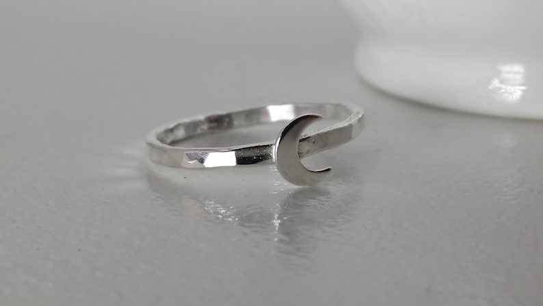 Sterling Silver Crescent Moon Ring image 1