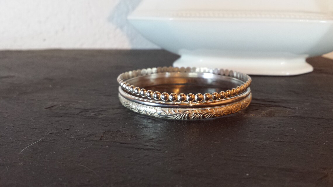 Sterling Silver Floral Vine Bangle Bracelet Etsy