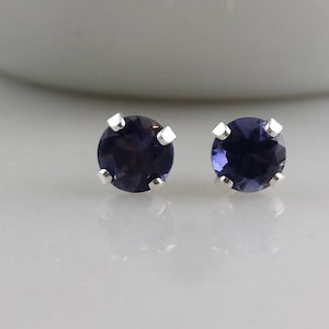 Sterling Silver Gemstone Stud Earrings - 5mm Iolite Studs
