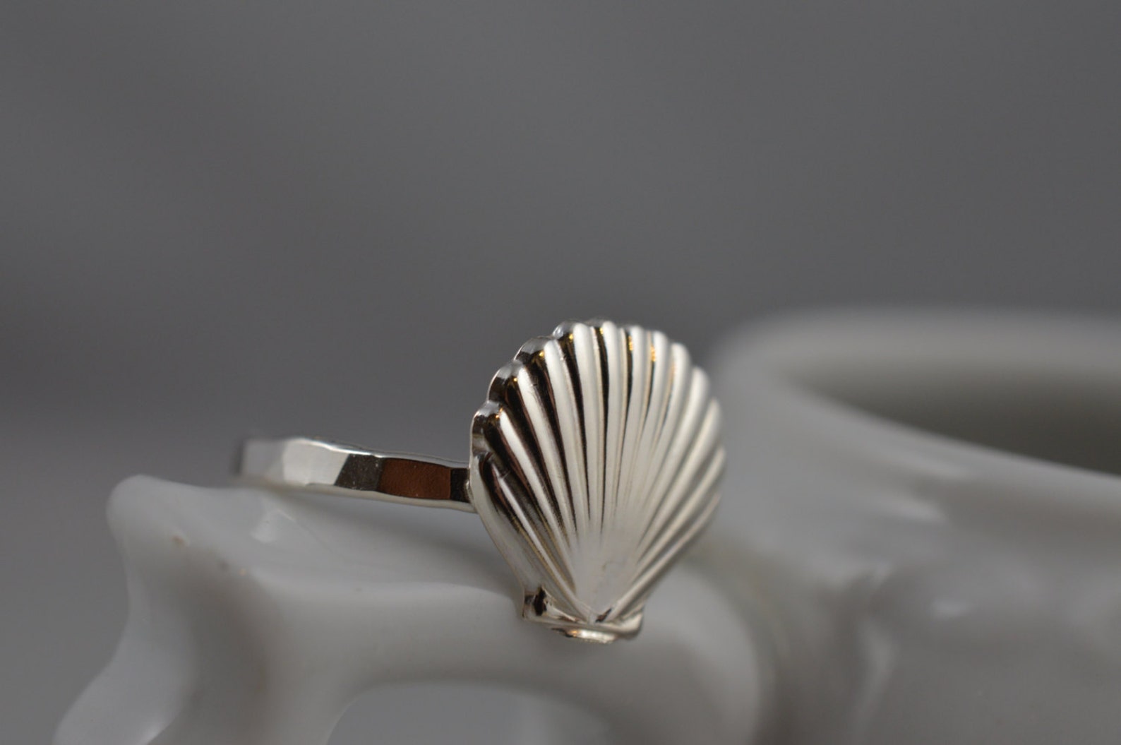 Sterling Silver Seashell Ring Etsy