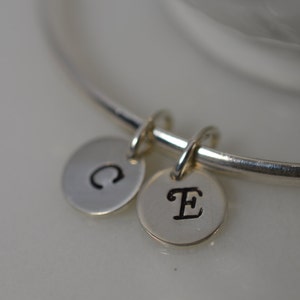 Sterling Silver Custom Initial Charm Bangle Bracelet