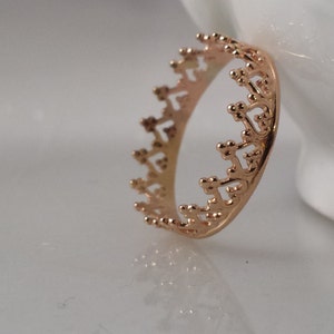 14k SOLID Gold Kronenring - Filigraner Stapelring - Stil 2