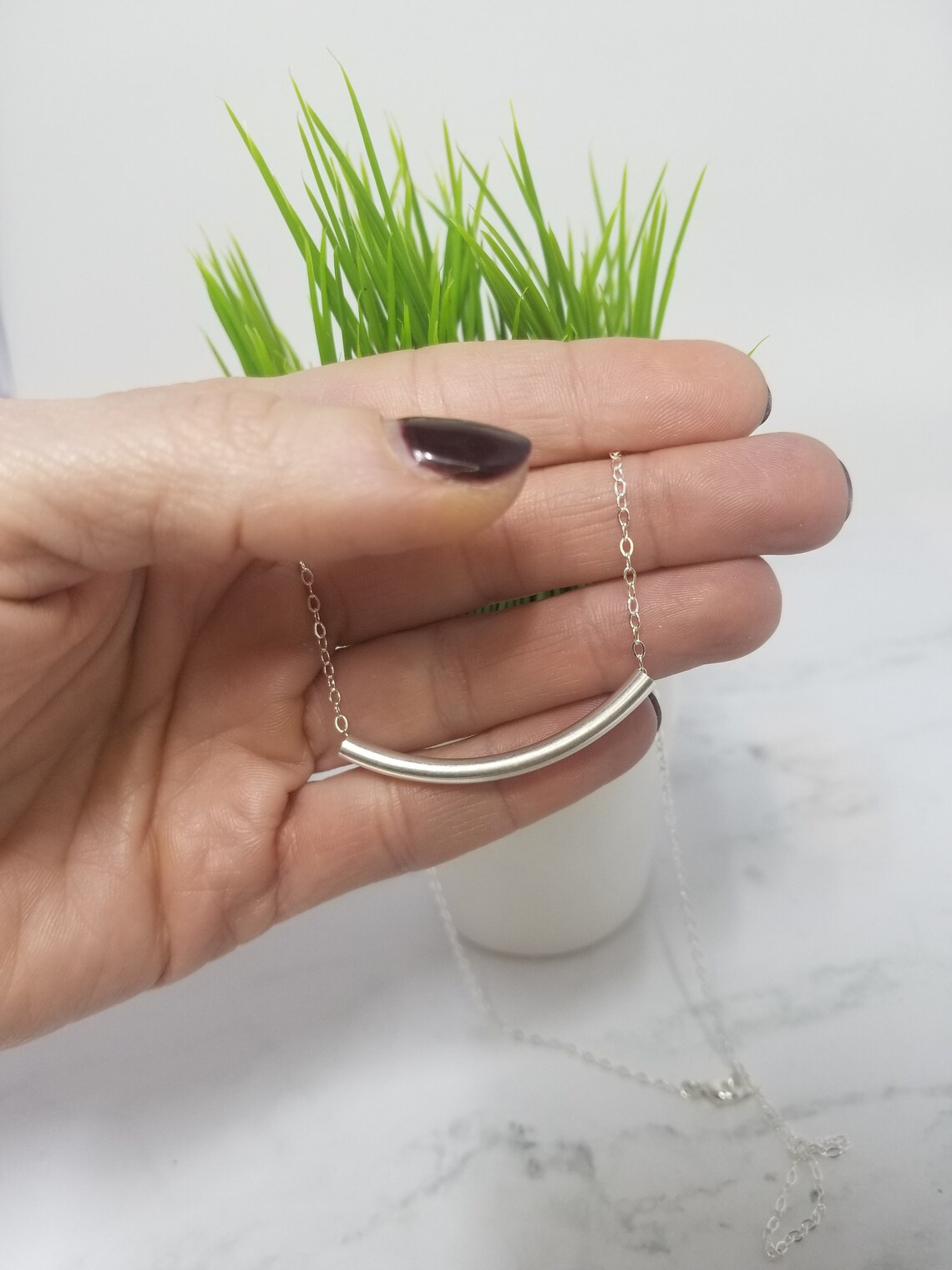 Sterling Silver Bar Necklaces with Crystals