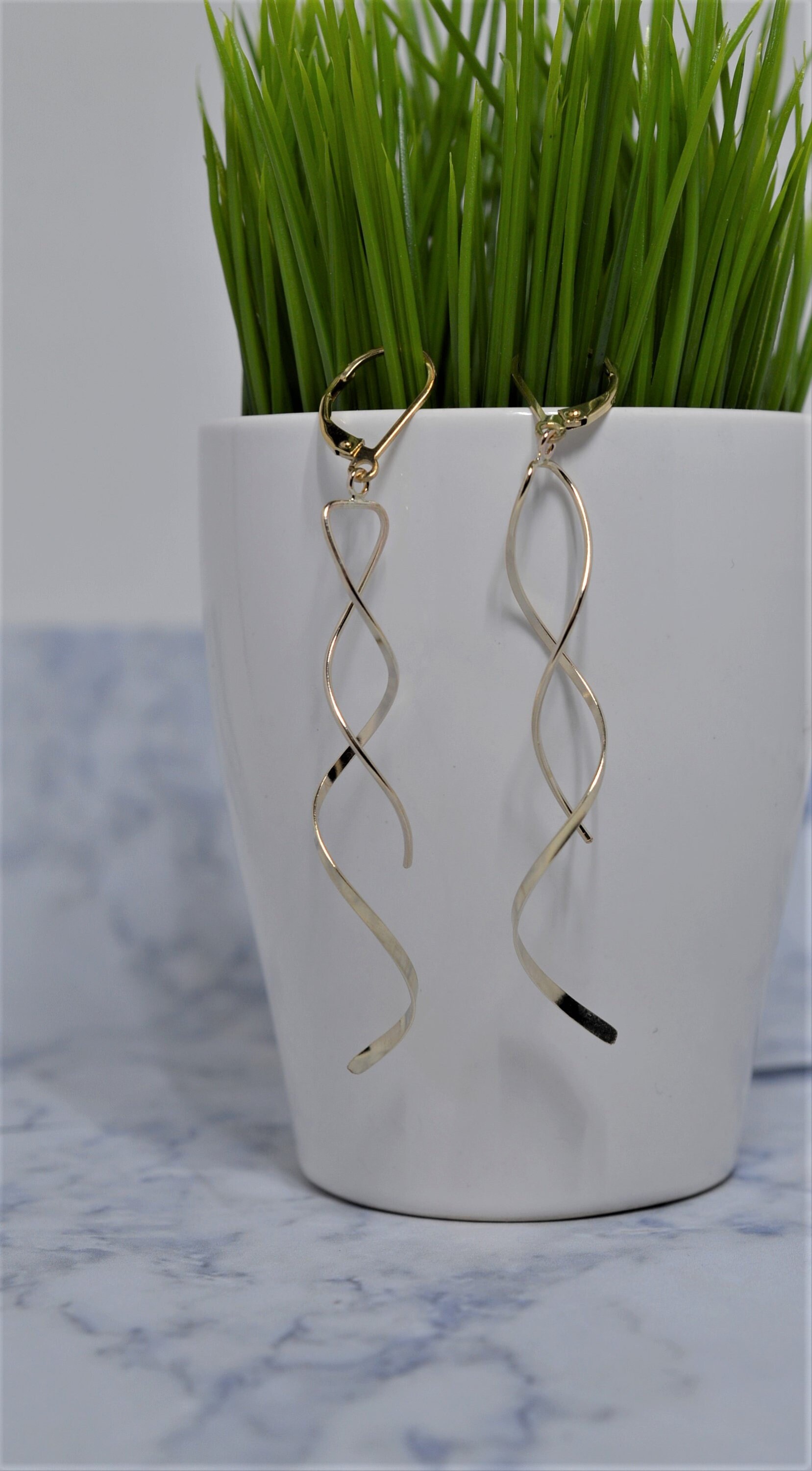 Spiral Dangle Earrings Long Spiral Earrings Gold Fill Etsy