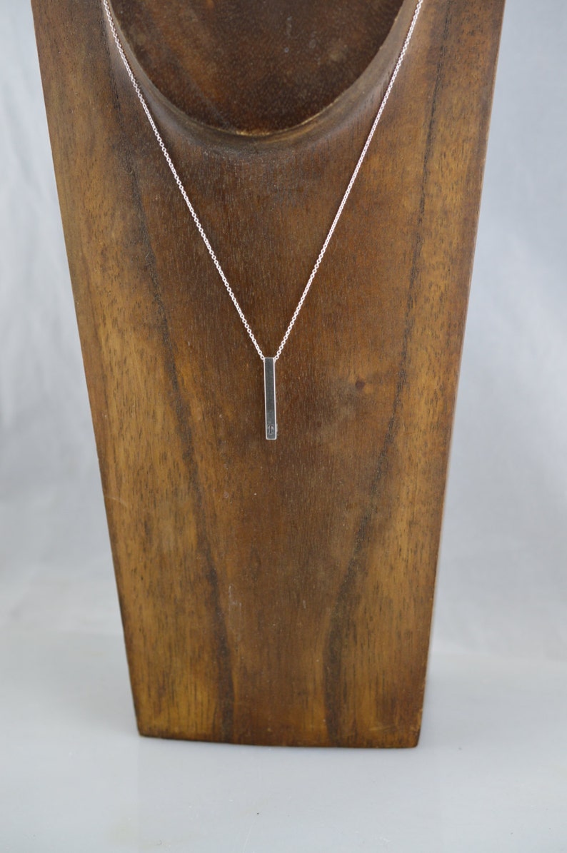 Custom Sterling Silver Initial Bar Necklace Etsy