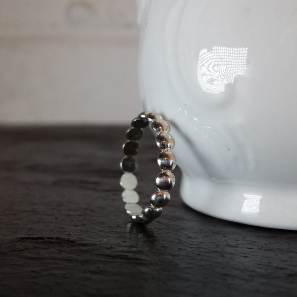 Sterling Silver Dot Ring - Half Bead Ring