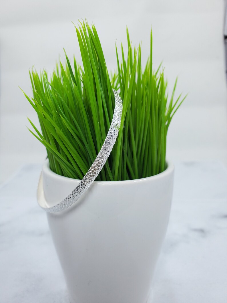 Sterling Silver Pattern Bangle Snake Skin Pattern Bracelet - Etsy