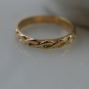 14k Gold Ring- Pattern Knuckle Midi Ring / SOLID gold Stack/Stacking Ring / Rope / Twist / Braid