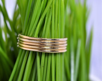 Gold Fill Ultra Thin Stacking Ring - Yellow Gold Smooth Skinny Stack Band