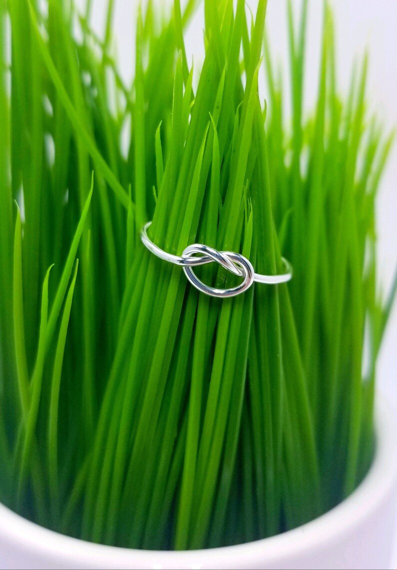 Sterling Silver Love Knot Ring - .925 Silver Intertwined Knot Band - View #6