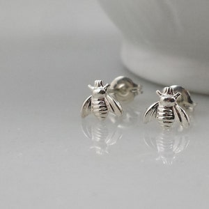 Sterling Silver Tiny Bee  Earrings