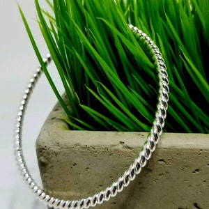 Sterling Silver Thick Twist Rope Bangle Bracelet - Silver Stacking Bracelet