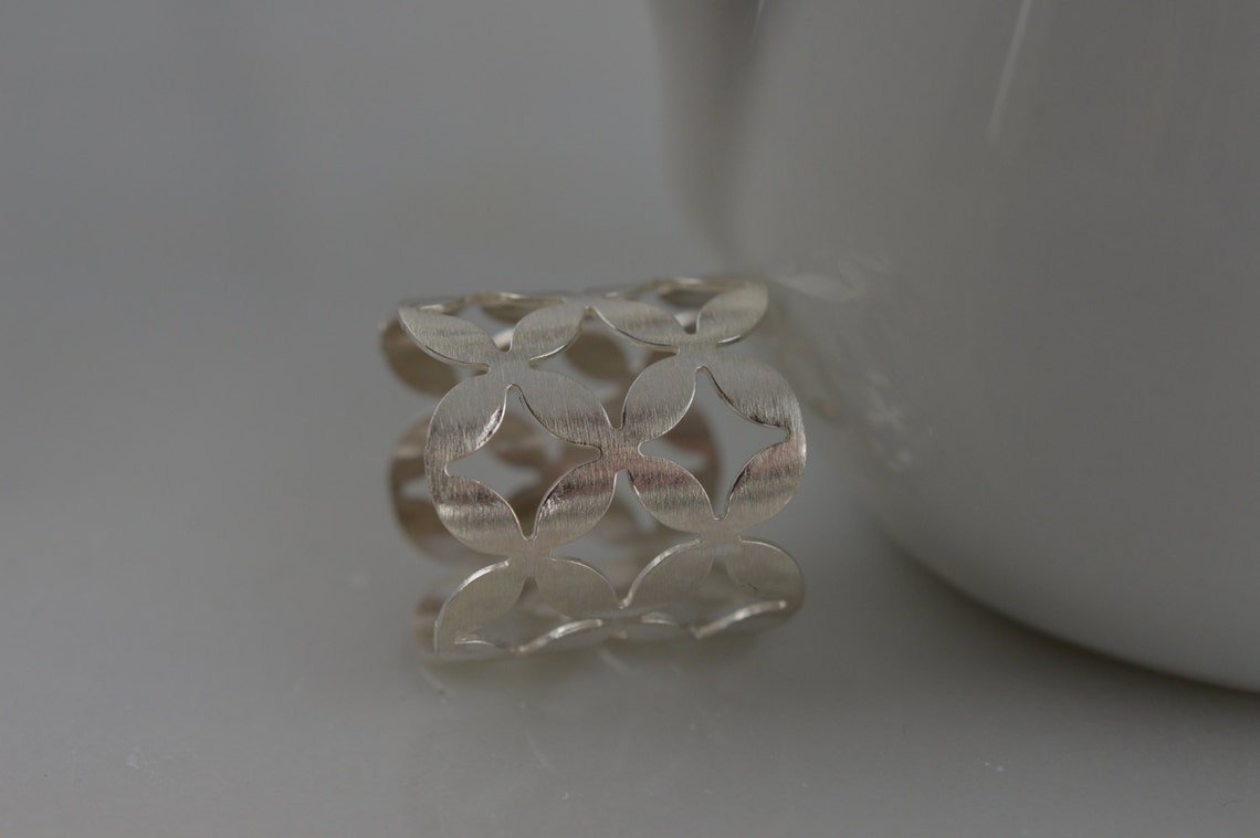 Extra Wide Sterling Silver Pattern Ring Silver Statement Etsy