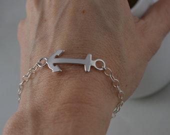 Sterling Silver Anchor Bracelet - Etsy