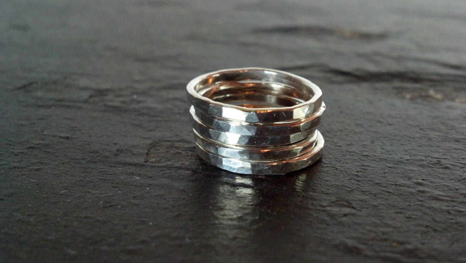 Sterling Silver Stack Rings Hammered Set of 3 5 or 7 - Etsy