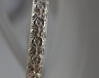 Sterling Silver Floral Bangle Bracelet