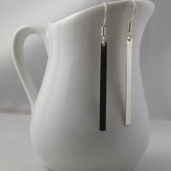 Sterling Silver Bar Dangle Earrings