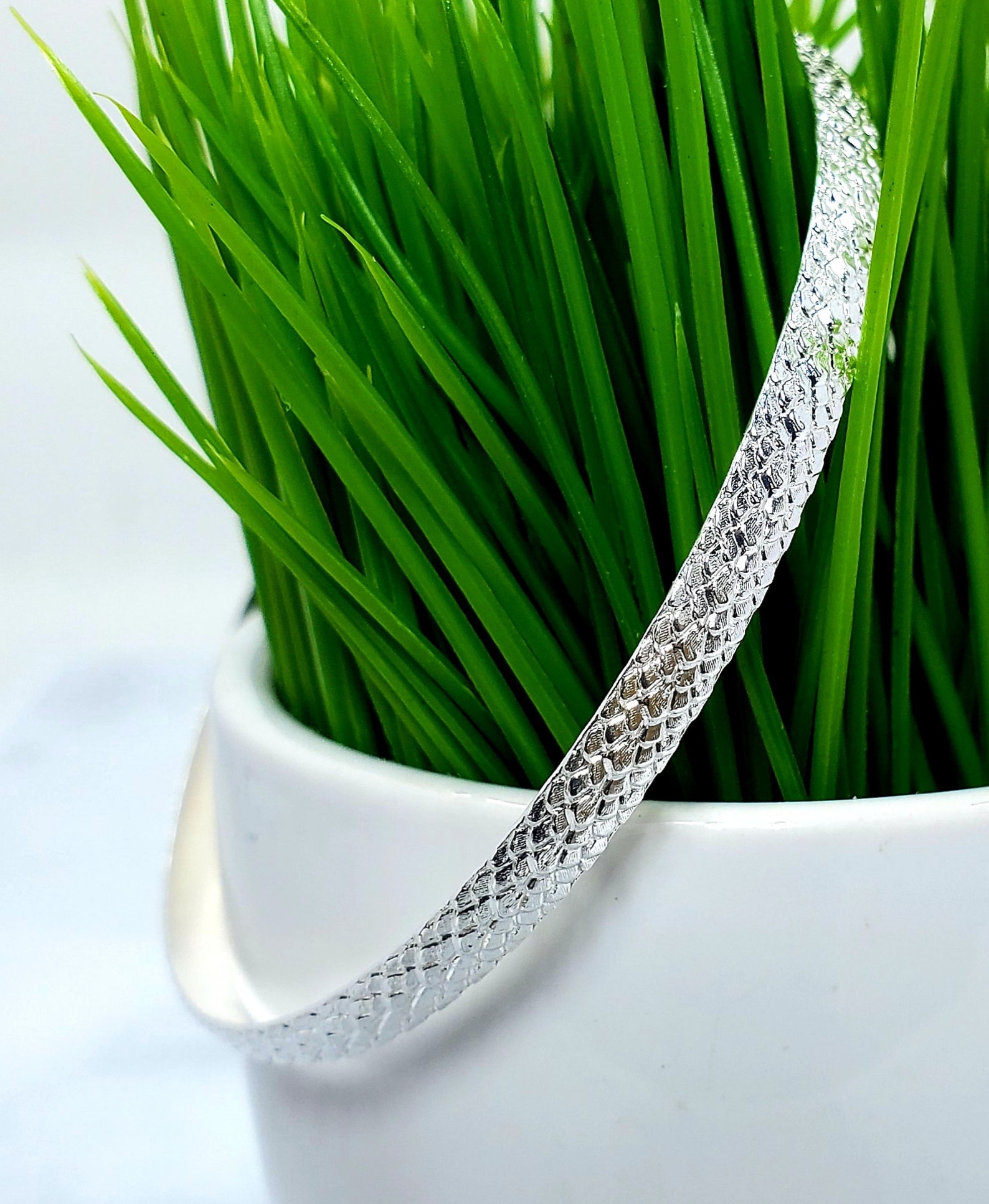 Sterling Silver Pattern Bangle Snake Skin Pattern Bracelet - Etsy
