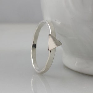 Sterling Silver Triangle Ring - Geometric Tiny Silver Triangle Stacking ...