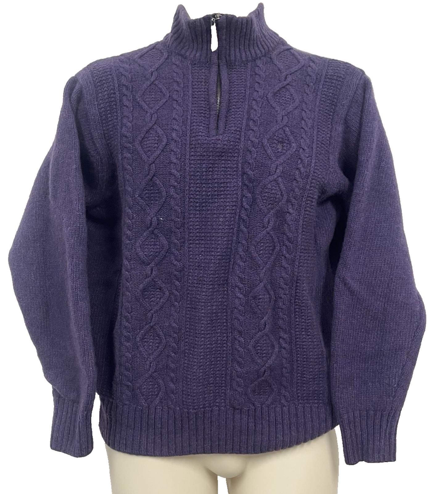 Pull Vintage Gabicci Années 90 – Couleur Beige Marine, Motif Géométrique, Taille M, Occasion