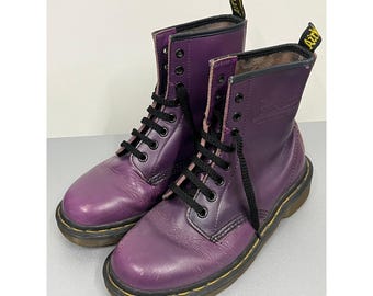 ドクターマーチンブーツ、サイズUK4-7、パープルブーツ、レディース