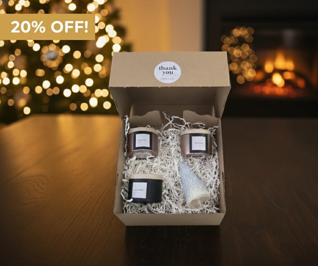 Handmade Christmas Candle Gift Box, Soy Wax Duo Set - Etsy