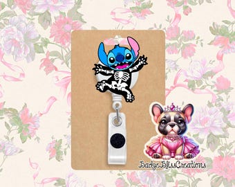 Stitch skeleton badge reel nurse medical id holder