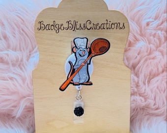 Remy Ratatouille Retractable ID Badge Reel Disney Medical Professional Nurse Teacher Office Gift Holder