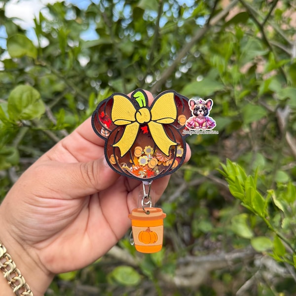 Pumpkin Fall shaker 3D Printed retractable badge reel