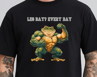 Leg Day Gym Shirt, Muscle Frog Retro Gym Tee