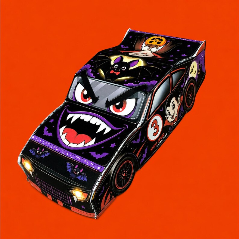3 Haunted Cars Printable Paper Craft Kit | Cut Fold Build Vehicles ...