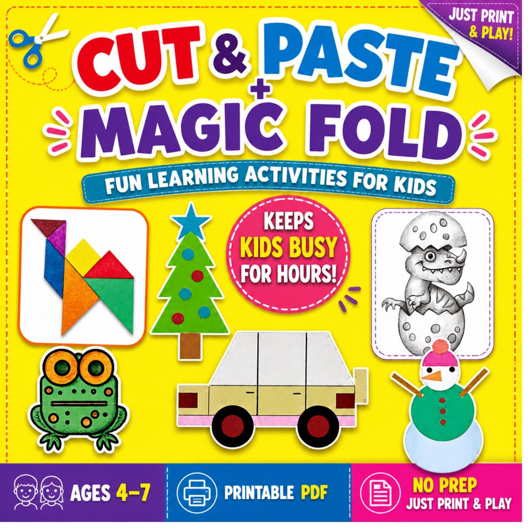 Printable Cut and Paste Activities for Kids, Preschool Busy Activities ...