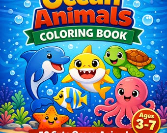 Ocean Animals Coloring Book for Kids Printable PDF 50 Sea Creatures Big ...