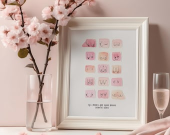 Watercolor illustration of breasts - Feminist art - Empowerment - Breast poster - Wall decoration