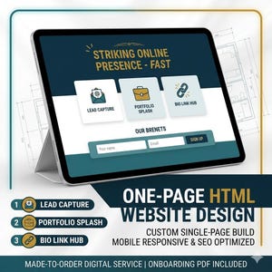 Custom One Page HTML Website Design | Lead Capture Landing Page | Digital Download