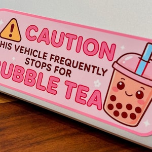 Bubble Tea Vinyl Decal – 2x6" Caution Boba Design