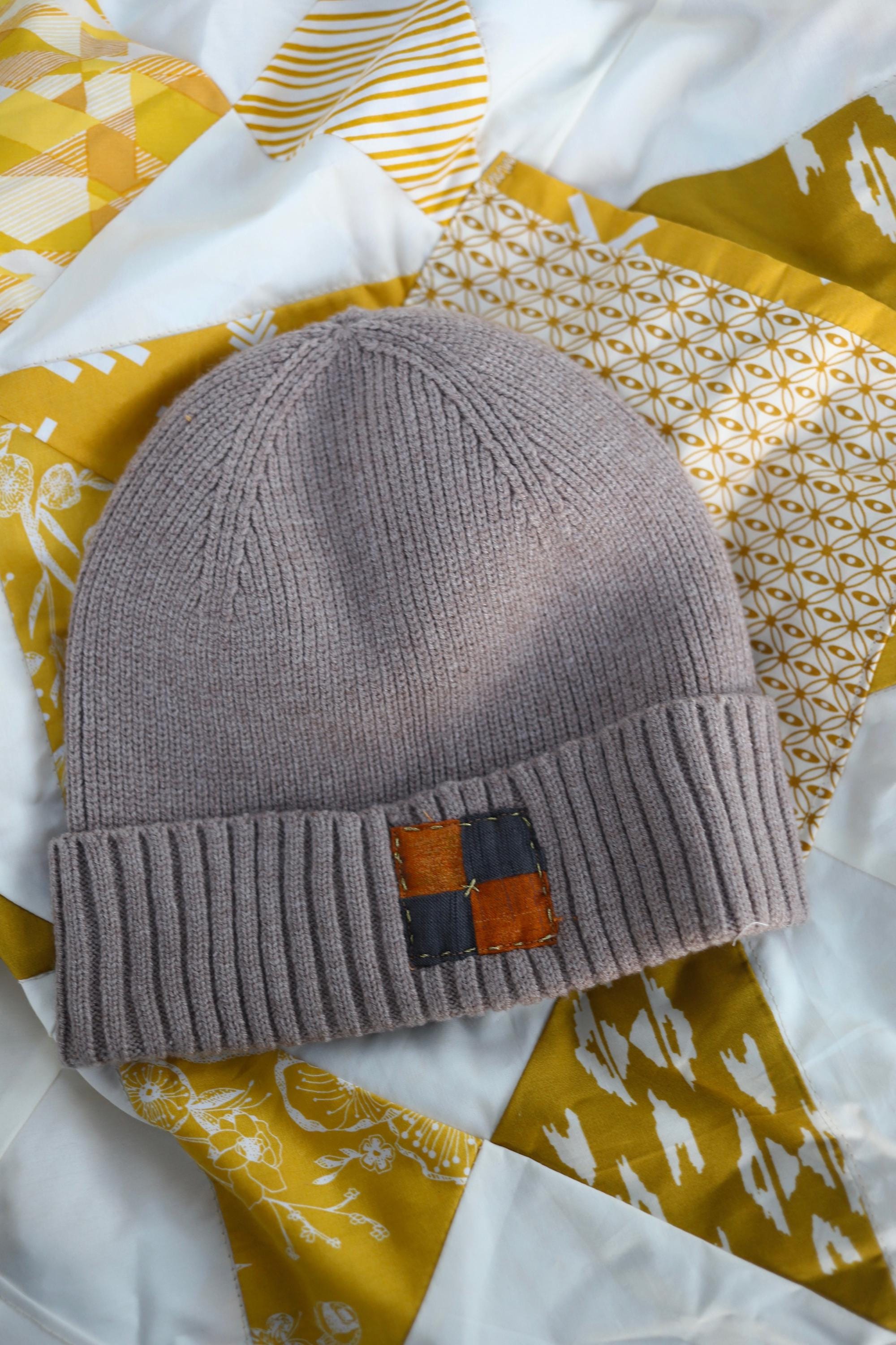 Patchwork Graffiti Print Cotton Slouchy Beanie with Ties, Cottagecore Gardening Why dont you have one of our slouchy 90s style beanie  main image 2