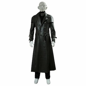 Mr. X Resident Evil 2 Remake Cosplay Trench Coat: Black Military Leather Costume