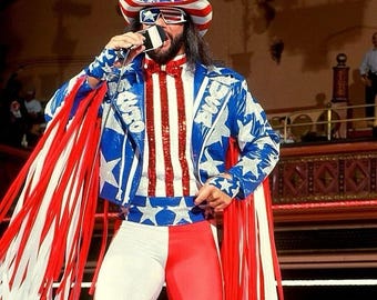 Macho Man Fringe Leather Jacket |Patriotic Custom Wrestling Costume