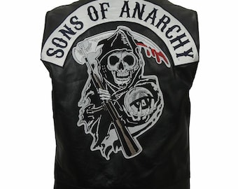 Chalecos de cuero de Sons of Anarchy hechos a mano para motociclistas y motociclistas.