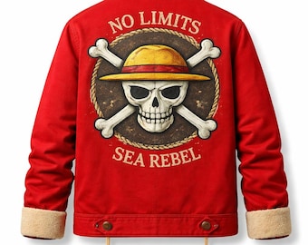 Chaqueta inspirada en Luffy de One Piece, abrigo rojo de borrego, chaqueta de pirata de anime, parche de calavera en la espalda, ropa urbana, chaqueta de cosplay unisex