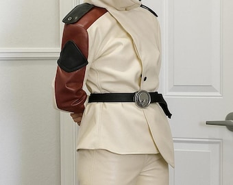 Chaqueta de cuero de inspector de ciencia ficción hecha a mano / Disfraz de soldado espacial para cosplay