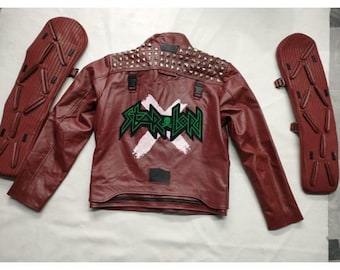 Chaqueta de cuero de Star-Lord / Peter Quill de Guardianes de la Galaxia (Cosplay) color granate