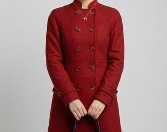 Abrigo rojo de lana / Gabardina cruzada inspirada en Taylor Swift