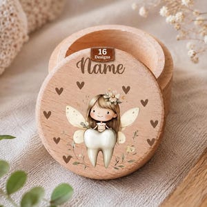Personalized Wooden Tooth Box, Baby Keepsake Box, Custom Name Tooth Fairy Box, First Tooth Keepsake