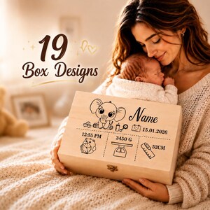 Personalized Wooden Baby Memory Box, Baby Keepsake Box, Wooden Keepsake Box, Birth Stats Box, Baby Milestone Box, Newborn Keepsake Gift