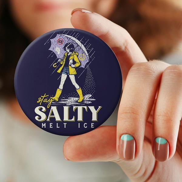 Botón de ICE "Mantente Salado" y "Derrite el Hielo", botón de "No al Hielo", a favor de la inmigración, botón de "Abolir el Hielo", botón político "Anti-ICE", merchandising feminista de justicia social