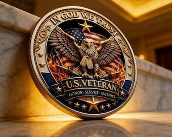 US Veteran Commemorative Coin, 250 Years Freedom Eagle Coin, USA 250th Anniversary Coin, America Merchandise Collectible, 4th Of July Gift
