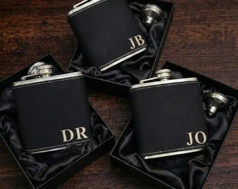 Petaca de cuero personalizada, regalo grabado para padrinos de boda, acero inoxidable de 170 ml