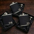 Personalized Leather Hip Flask, Engraved Groomsmen Gift, 6oz Stainless Steel